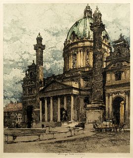 Luigi Kasimir (1881-1962) 'Charles Church, Vienna, 1925'