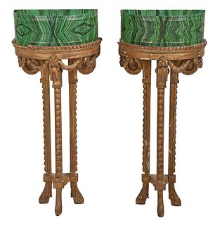 Pair Louis XVI Carved, Gilt, and Faux Painted Planters