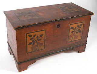 AMERICAN, PROBABLY NEW YORK OR NEW ENGLAND, PINE FOLK ART PAINT-DECORATED BLANKET CHEST