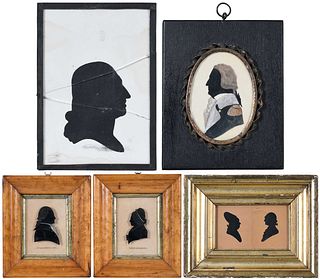 Five American School Silhouette Portraits of George and Martha Washington
