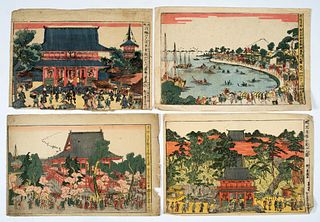 Eight Antique Japanese Woodblock Prints