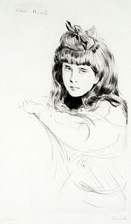 Paul Cesar Helleu (1859-1927) Portrait of Ellen Helleu, the artist's daughter, c.1890