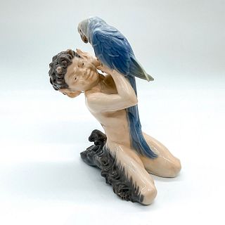 Royal Copenhagen Porcelain Figurine, Faun and Parrot