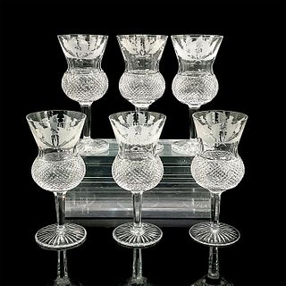 6pc Edinburgh Crystal Tall Water Goblets, Thistle Pattern