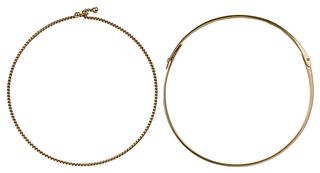 Two Gold Choker Necklaces
