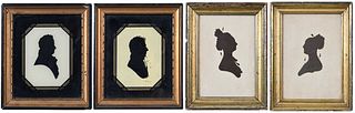 Group of Four American Framed Silhouette Portraits, Including Peale Museum