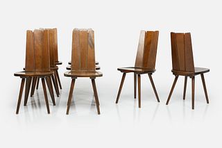 French, Brutalist Dining Chairs (8)
