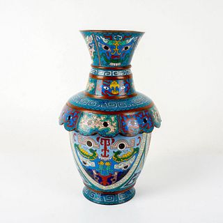 Antique Chinese Cloisonne & Champleve Taotie Vase