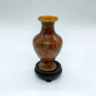 2pc Vintage Chinese Cloisonne Miniature Vase with Base