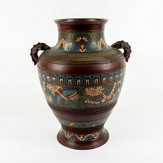 Large Cloisonne Enameled Decorative Vase