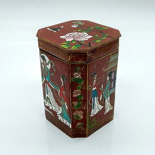 Chinese Cloisonne Cannister with Lid, Noblewoman