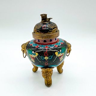 Chinese Cloisonne Censer with Lid, Dragons