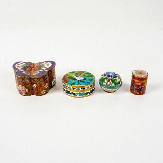 4pc Chinese Cloisonne Miniature Brass Decorative Boxes