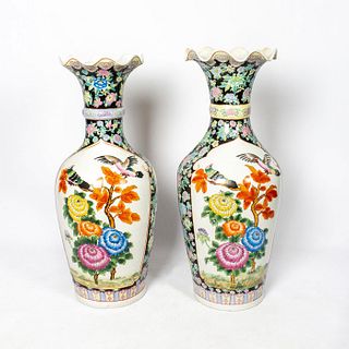 Pair of Antique Chinese Porcelain Palatial Haitangzun Vase