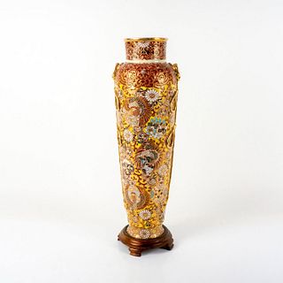 Vintage Chinese Gilded Palatial Vase with Base