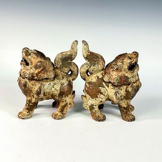 2pc Chinese Cast-Iron Incense Burners, Suanni