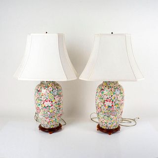 Pair of Chinese Vase Table Lamps with Shades