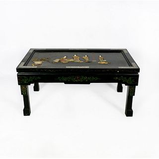 Antique Chinese Lac Burgaute Folding Lacquer Coffee Table
