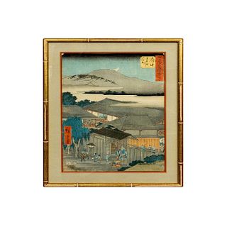 Signed Hiroshige (Japanese, 1797-1858) Woodblock Print