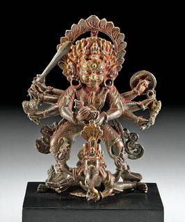 19th C. Nepalese Brass Mahakala Wrathful Tantric Deity