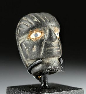 Miniature Moche Stone Face w/ Inlaid Shell Eyes