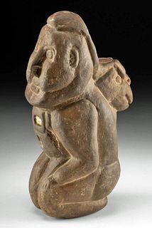 Tiahuanaco Stone Figure w/ Gold Inlay
