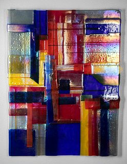 Debra Hall Fused Glass Abstract Wall Sculpture