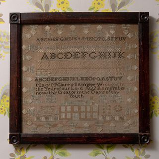 English Needlework Sampler, Signed by Mary McClure, 1832