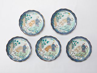 Set 5 Japanese Arita Kutani Ware Porcelain Dishes
