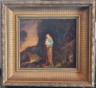 Claude Buck, Mother & Child, Oil on Board signed