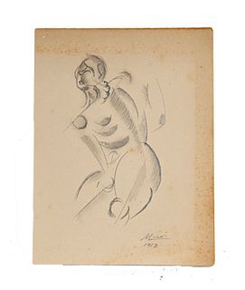 Drawing of a Woman, Signed Miro 1917