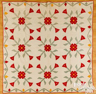 Floral applique quilt, late 19th c.