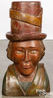 Carved and painted bust of a man