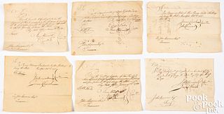Six Connecticut Revolutionary War era receipts