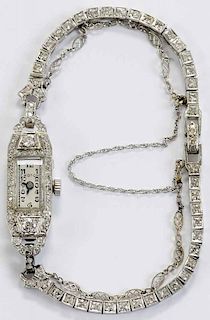 Ladies Platinum Deco Croton Watch