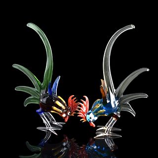 Pair of Murano Roosters