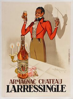 French Poster, Armagnac Chateau Larressingle