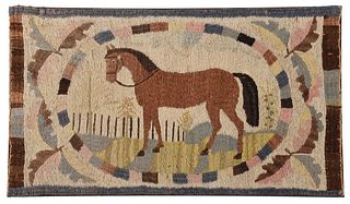 American Hooked Rug on Stretcher