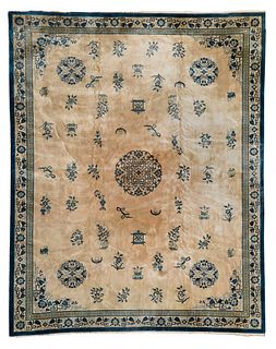 Chinese Hand Knotted Blue and White Carpet