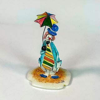 Signed Lino Zampiva Figurine, Clown with Umbrella