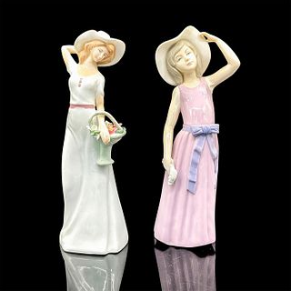 2pc Porcelain Figurines, Springtime Ladies