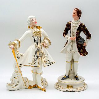 2pc Vintage Florence Ceramic Gentlemen Figurines