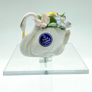 Vintage Royal Doulton Figurine, Swan With Flowers