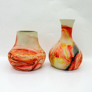 2pc Vintage Nemadji Pottery Vases
