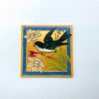 Minton Hollins Decorative Gilded Bird Tile
