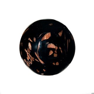Murano Glass Orb Paperweight, Black with Gold
