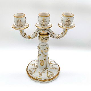 Royal Dux Gilded Porcelain Three Arm Candelabra