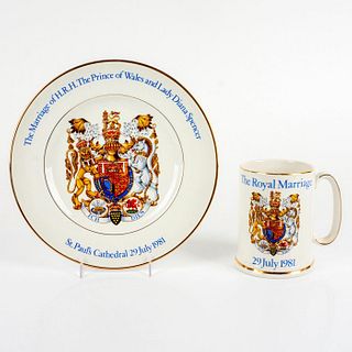 2pc Vintage Wood and; Sons Royal Marriage Mug and Plate