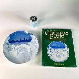3pc Bing and Grondahl Christmas Plate, Book, and Lighter Set