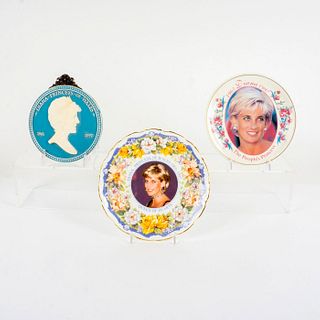 3pc Princess Diana Commemorative Cabinet Plates + Plaque